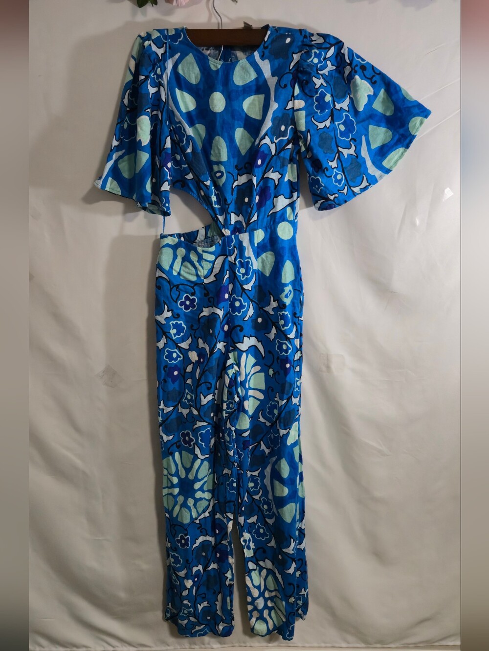 RHODE Blue Floral Cutout Jumpsuit